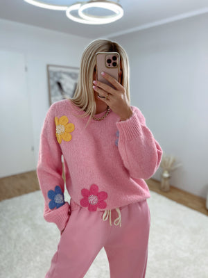 pullover 'big flowers rosa'