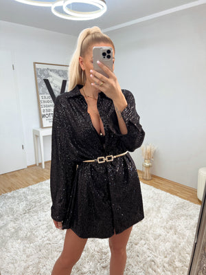 blusenkleid 'paillette black'
