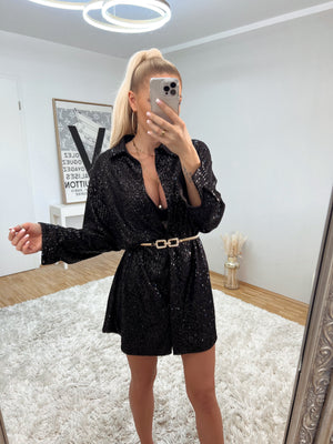 blusenkleid 'paillette black'