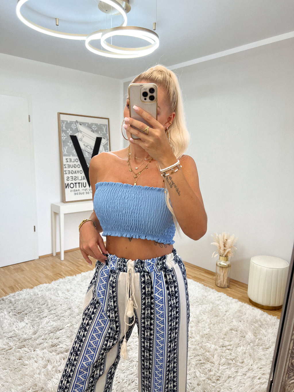 crop top 'offshoulder wave blue'