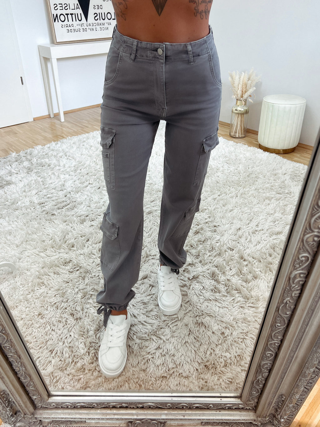 wide cargo jeans 'light grey'
